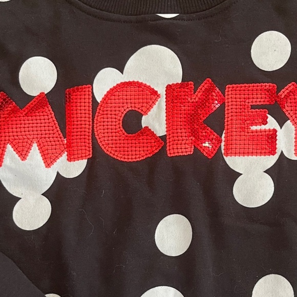 Disney Black and White Polka Dot Top with Red Mickey - Picture 6 of 8